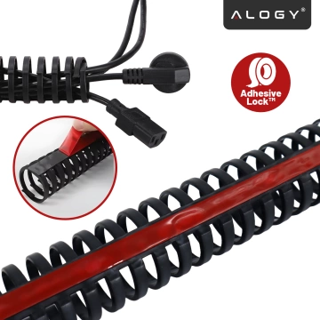 Federbelasteter Kabelorganizer für unter den Schreibtisch – flexible, selbstklebende Kabelmanagement-Abdeckung (50 × 4 cm) – Alogy CableStrip™ Schwarz