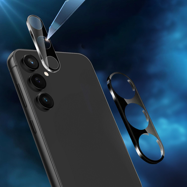 Szkło do Samsung Galaxy S23 FE / Galaxy M55 na aparat obiektyw 3D hartowane pełne ochrona całego obiektywu szkiełko czarne