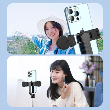 Selfie-Stick Handyhalter Stativring LED-Stativ mit Bluetooth-Fernbedienung Schwarz