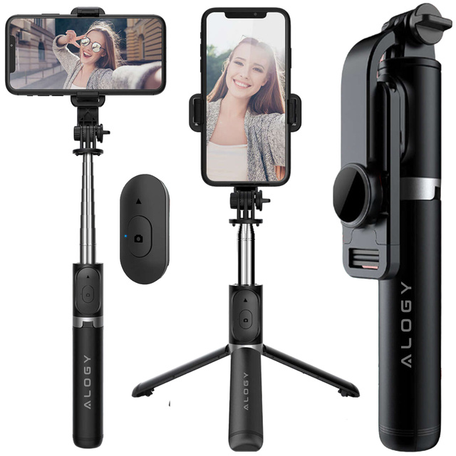 Kijek Selfie Stick Alogy uchwyt do telefonu zdjęć statyw Tripod 103 cm + Pilot Bluetooth Czarny