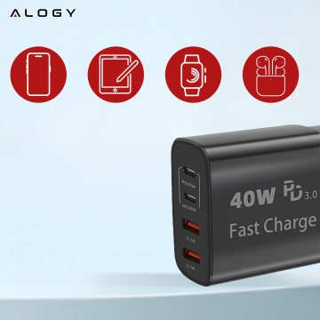 HUB-Splitter Alogy-Adapter für Computer-Laptop mit USB-C auf 3x USB-A 2.0 1x USB-A 3.0 Grau