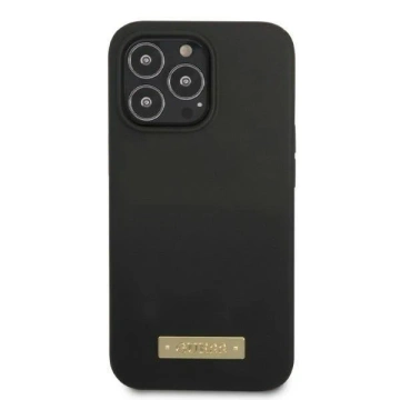 Etui Guess GUHMP13LSPLK do Apple iPhone 13 Pro / 13 6,1" czarny/black hard case Silicone Logo Plate MagSafe