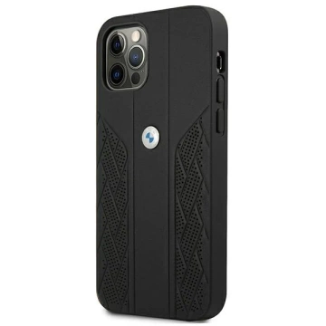 Etui na telefon BMW BMHCP12LRSPPK do Apple iPhone 12 Pro Max 6,7" czarny/black hardcase Leather Curve Perforate