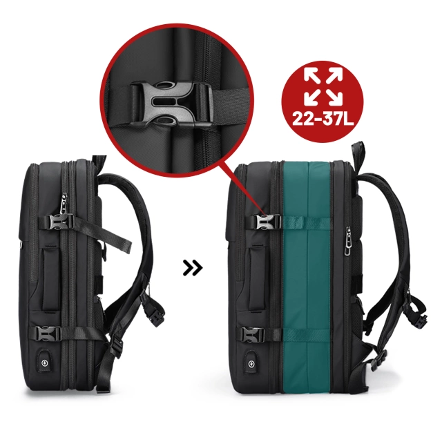 Plecak na Laptopa 17.3" Mark Ryden, Port USB, Wodoodporny, Minimalistyczny i Pojemny 37L, Wygodny, Rozszerzalny z Otwieraniem 180°, 48 × 31 × 14-25 – Czarny