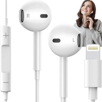 Lightning-Kopfhörer mit Kabel für iPhone 14/13/12/11/PRO/MAX/XS/XR/X/SE mit EarPhones-Mikrofon Weiß