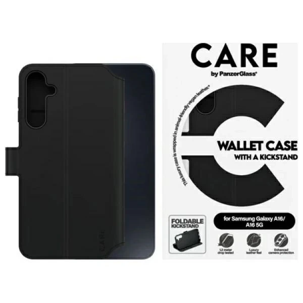 Samsung Galaxy A16 CARE von PanzerGlass Feature Kickstand Wallet Schwarz