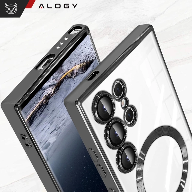 Etui do Samsung Galaxy S25 Ultra Alogy LuxeShield™️ Glamour Luxury Ring obudowa z osłoną aparatów Czarne