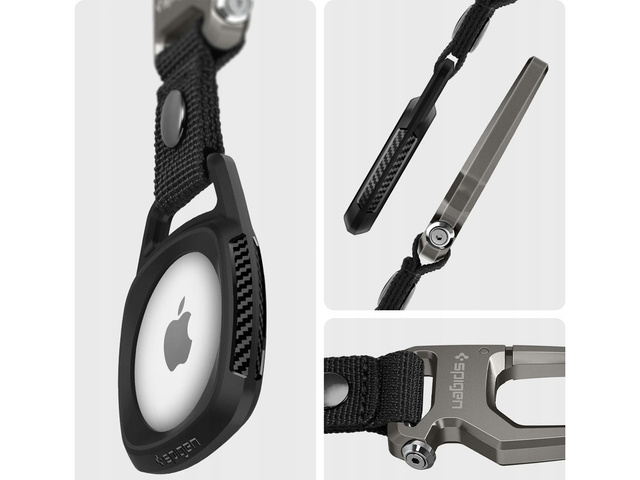 Etui brelok + karabińczyk Spigen Rugged Armor do Apple AirTag Matte Black