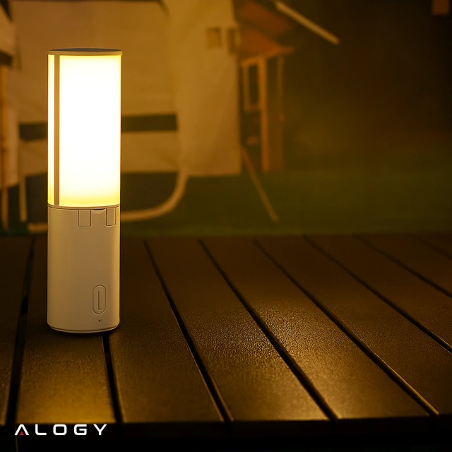 Lampa Zewnętrzna LED z Haczykiem 4000mAh 12h, Przenośna, Energooszczędna, Ogrodowa, Kempingowa i Domowa Alogy OutdoorLamp™ – Biała