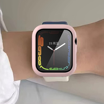 Alogy 2in1 Gehäuse Overlay Glas für Apple Watch 7 45mm Rosa