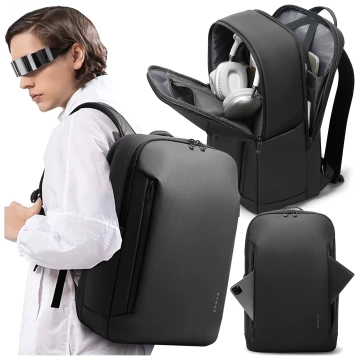 Bange wasserdichter Rucksack für 15,6-Zoll-Laptop, Stadtreisender, 45 x 30 x 16 cm, für Arbeit, Flugzeug, Herren, Damen, mit USB-Anschluss Schwarz