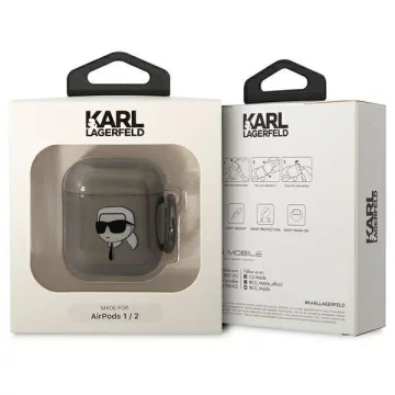 Schutzhülle für Kopfhörer Karl Lagerfeld für AirPods 1/2 Cover schwarz/schwarz Karl`s Head