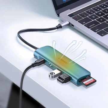 Ugreen CM195 ​​​​Adapter USB-C HDMI USB-A SD TF PD 100W Hub 6in1 Grau
