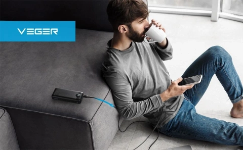 Powerbank Bateria zewnętrzna VEGER L20S - 20 000mAh LCD Quick Charge PD 20W czarny (VP2039PD  / W2039PD )