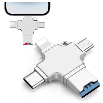 Czytnik kart SD 4w1 – adapter USB 3.0 do TF / microSD, kompatybilny z Lightning, USB-C i micro USB, szybki transfer danych – Alogy SmartRead Pro™