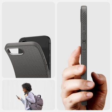 Spigen Liquid Air Hülle für iPhone 16E Marble Gray TPU mit Air Cushion