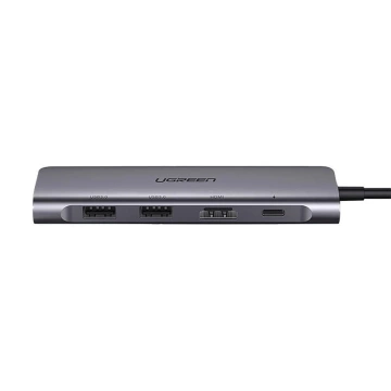 Adapter Ugreen CM195 USB-C HDMI USB-A SD TF PD 100W Hub 6w1 Szary