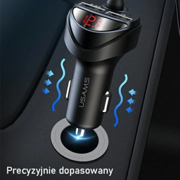 USAMS Autoladegerät 2x USB Kabel 3in1 C22 (Lightning microUSB USB-C) schwarz/schwarz CC119TC01 (US-CC119)