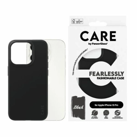Etui do iPhone 15 Pro CARE von PanzerGlass Furchtlos modisches Schwarz