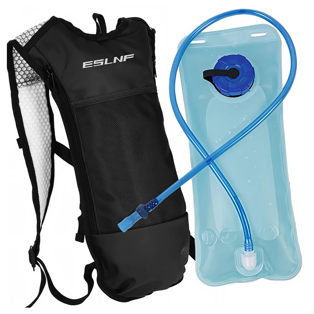 Plecak rowerowy na plecy torba z pojemnikiem bukłakiem 2L na napój dla rowerzysty kolarski do biegania Czarna