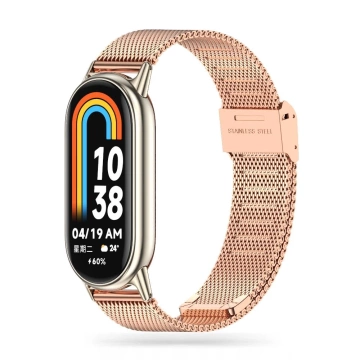Pasek bransoleta stalowa Milaneseband do Xiaomi Smart Band 8/ 8 NFC Rose Gold