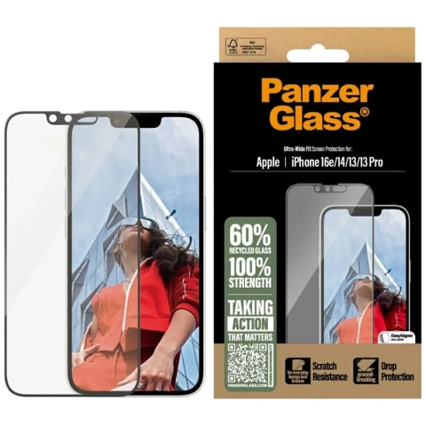 Szkło hartowane do iPhone 16e Safe by PanzerGlass Ultra-Wide Fit z aplikatorem EasyAligner
