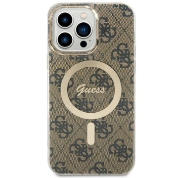 Guess GUHMP14XH4STW Handyhülle für Apple iPhone 14 Pro Max 6,7" braun/braun Hardcase 4G MagSafe