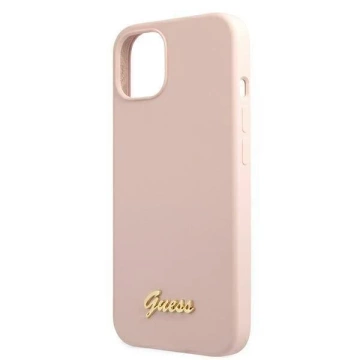 Ratet mal, GUHMP13MLSLMGLP iPhone 13 6,1" jasnoróżowy/hellrosa Hardcase Silikonschrift Gold Logo Magsafe