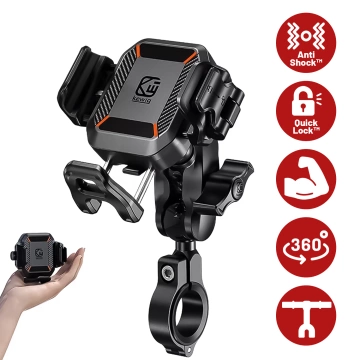 KEWIG M11B Motorradhalterung für Telefon mit QC 3.0 15W Qi-Ladegerät Schwarz