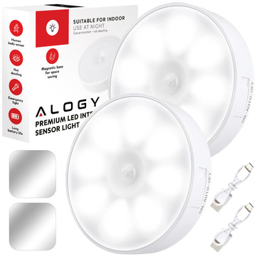 2x Lampe LED Bewegungsmelder Dämmerung Nachtlampe Alogy Sensor Light Kabellose Möbelbeleuchtung Weißes Licht 6000k