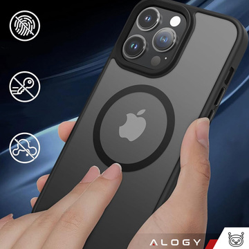 Hülle für iPhone 14 Pro Mag Safe Matt Case Cover Matte Alogy Ring Armored Phone Case Schwarzes Glas