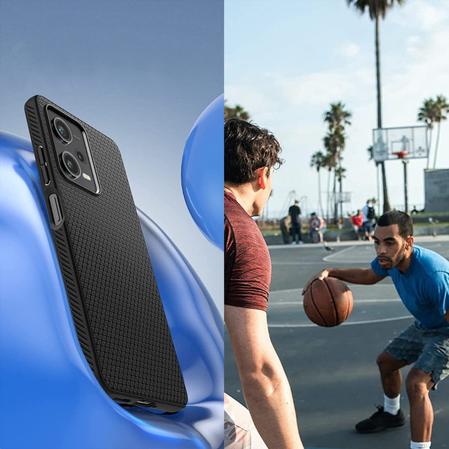 Etui na telefon Spigen Liquid Air obudowa ochronna do Xiaomi Redmi Note 12 Pro 5G / Poco X5 Pro 5G Matte Black + Szkło