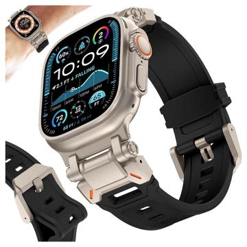 Alogy Luxus-Metall-TPU-Armband für Apple Watch 42/44/45/49 mm, Schwarz