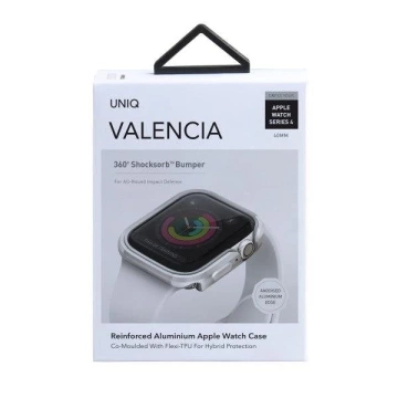 UNIQ Etui Valencia Apple Watch Serie 4/5/6/SE 40mm. srebrny/titansilber
