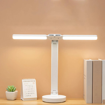 Lampe Alogy Doppel-LED-Schreibtischlampe stehend auf dem Schreibtisch mit Akku Schulzeichner Weiß