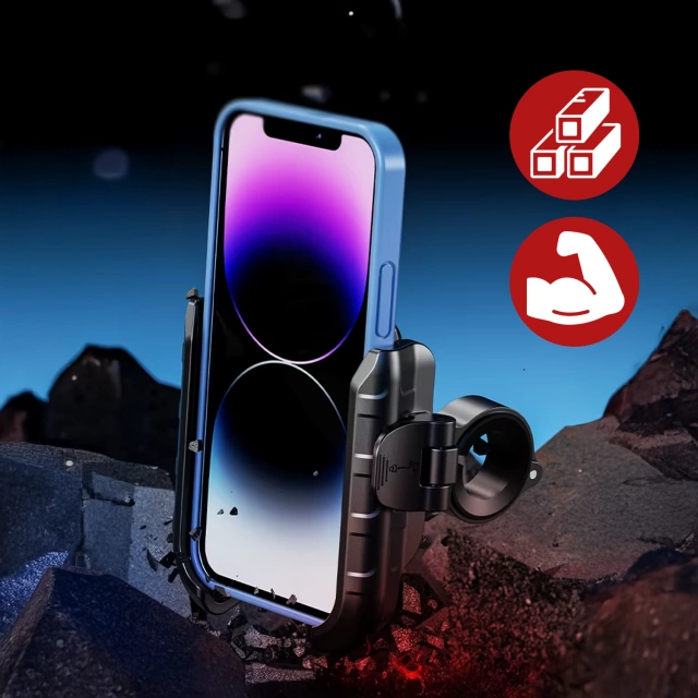 Uchwyt Motocyklowy na Telefon z Szybkim Ładowaniem 36W USB-C PD Kewig do Kierownicy i Lusterka, Rotacja 360°, Kompatybilny z Telefonami 5.4–7" - Czarny