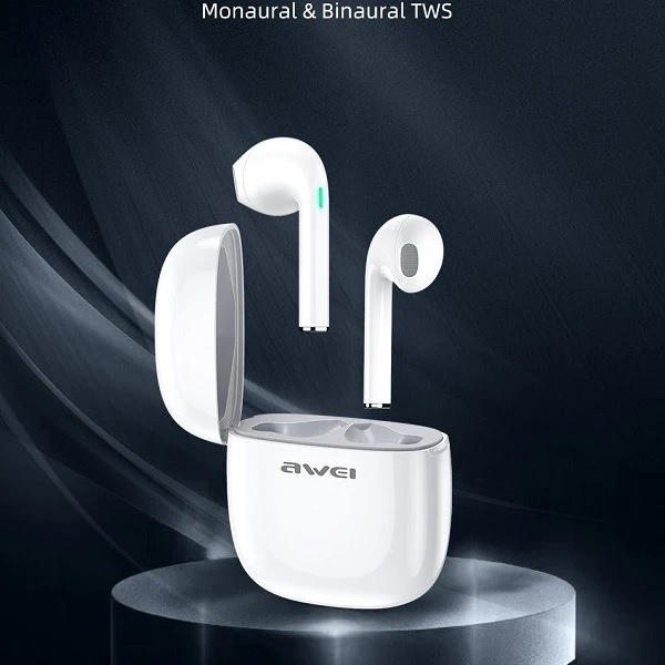 AWEI Słuchawki Bluetooth 5.0 T28 TWS + stacja dokująca Białe