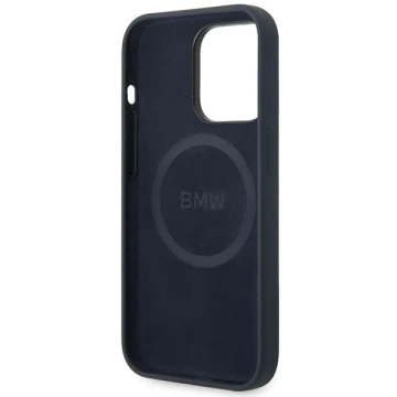 BMW BMHMP14XSTRONG Handyhülle für Apple iPhone 14 Pro Max 6.7" marineblau/navy Silikon Metall Logo MagSafe