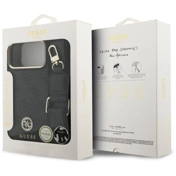 Etui Guess 4G Strass Logo Big Strap MagSafe do iPhone 17 Pro Max Czarny