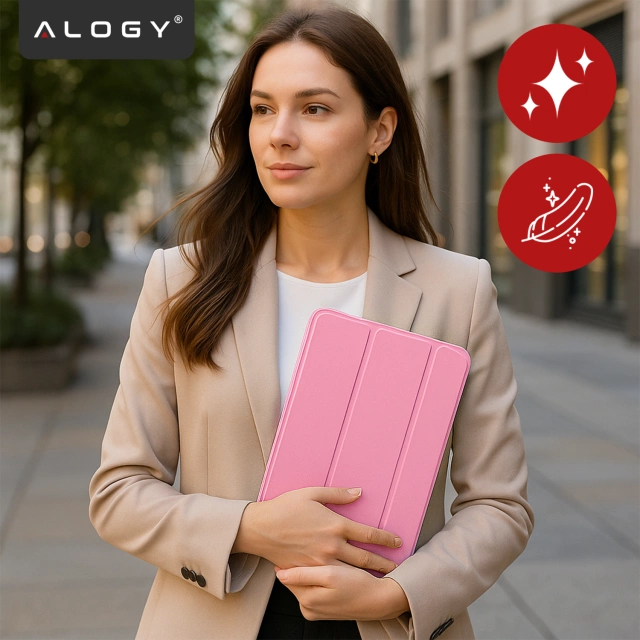 Etui Ochronne do Apple iPad 10.9" 10 Gen 2022 / iPad 11" A16 11 Gen 2025 Hybrydowe z Miejscem na Rysik, Składana Okładka z Funkcją Podstawki 2w1, Alogy HybridBook™ Case – Różowe