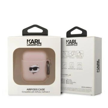 Etui ochronne na słuchawki Karl Lagerfeld KLA2RUNCHP do Apple AirPods 1/2 cover różowy/pink Silicone Choupette Head 3D