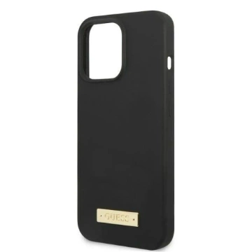 Etui Guess GUHMP13XSPLK für Apple iPhone 13 Pro Max 6,7" Czarny/Black Hard Case Silikon Logo Plate MagSafe