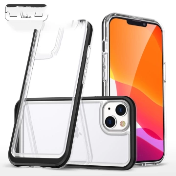 Klare 3in1 Hülle für iPhone 13 Case Gel Cover mit Rahmen schwarz