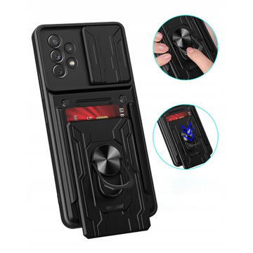 Alogy Camshield Ring Wallet Case mit Kameraabdeckung und Wallet für Samsung Galaxy A53 Black Glass