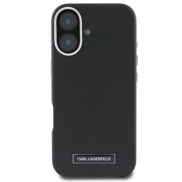 Karl Lagerfeld Hülle für iPhone 16 Plus 6,7" Schwarzes MagSafe Hardcase FW Metallplatte