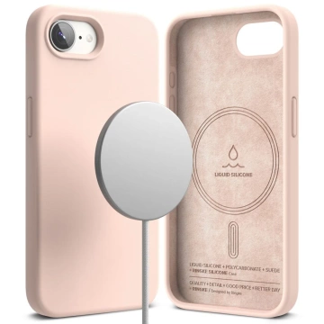 Etui Ringke Silicone Magnetic MagSafe für iPhone 16e Pink Sand