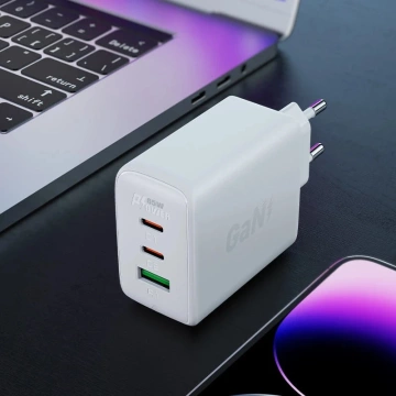 Acefast Fast GaN 65W 2xUSB-C/USB-A PPS PD QC4 Weißes Ladegerät