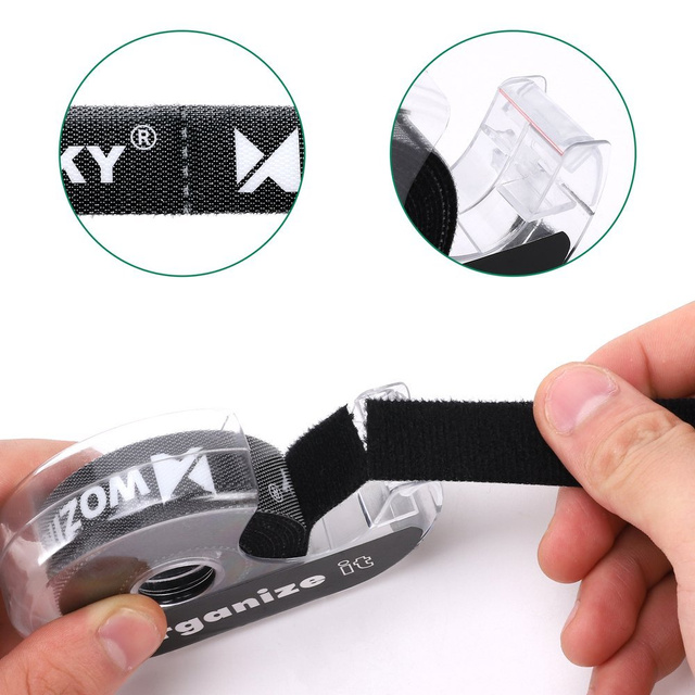 Taśma rzep Wozinsky organizer opaska do kabli Hook and Loop 2m Czarna
