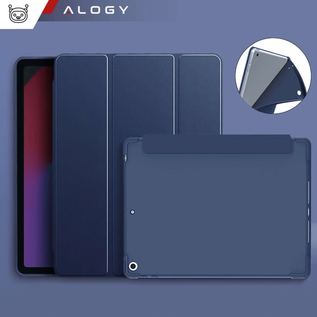 Etui do Apple iPad 10.2 9 gen 8/7 2021/2020/2019 Smart Case Alogy TPU obudowa na tablet Granatowe + Szkło