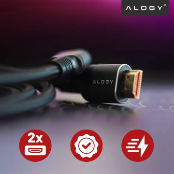 Kabel HDMI 2.1 Alogy 2m 8K PREMIUM ULTRA High Speed ​​60Hz 48GBps Czarny